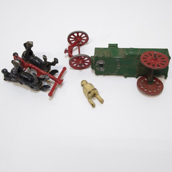 Stanley Toy Co. Horse Drawn Farm Hay Work Cast Wagon w/Driver Toy Is Damaged - Picture 6 of 6